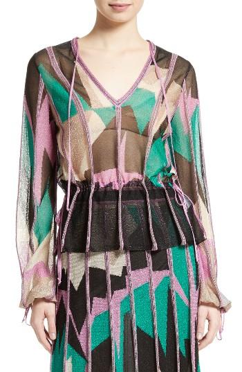 Women's M Missoni Geometric Intarsia Blouson Top