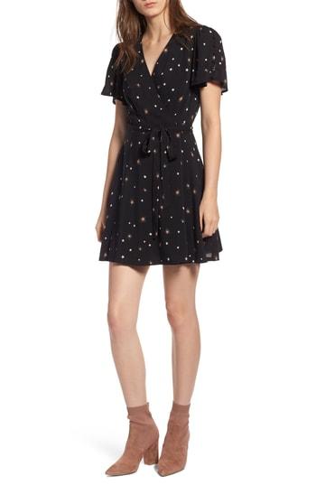 Women's Paige Corinth Star Print Wrap Dress - Black