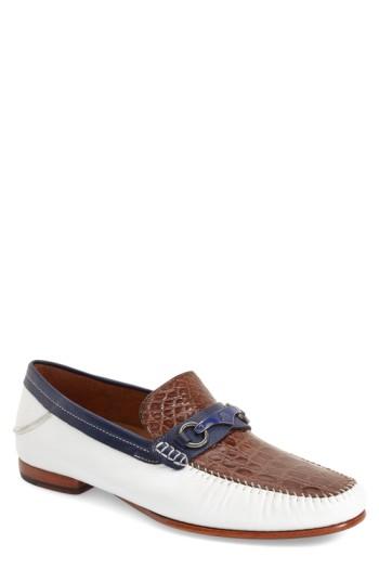 Men's Mezlan 'gaudi Venetian' Genuine Crocodile Bit Loafer M - White