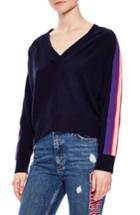 Women's Sandro Side Stripe Wool & Cashmere Sweater - Blue