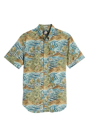 Men's Reyn Spooner Sumatra Slide Tailored Fit Sport Shirt, Size Medium - Blue