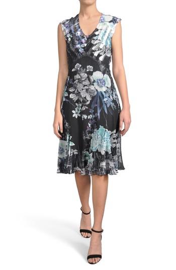 Petite Women's Komarov Print Chiffon Dress P - Black