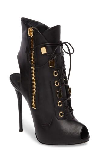 Women's Giuseppe Zanotti Corset Peep-toe Bootie M - Black