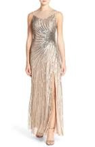 Women's Adrianna Papell Embellished Mesh Gown - Beige
