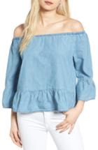 Women's Cupcakes And Cashmere Bishop Off The Shoulder Chambray Top