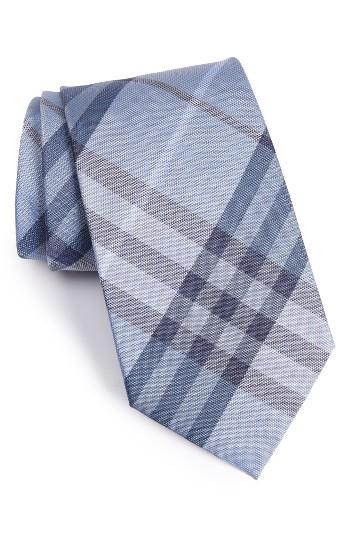 Men's Burberry Clinton Check Silk Tie, Size - Blue