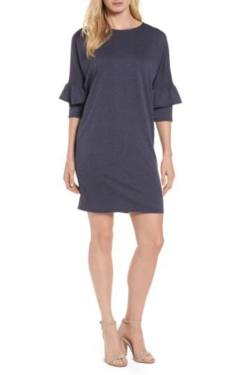 Women's Bobeau Ruffle Sleeve Tunic Dress, Size - Blue