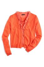 Women's J.crew Ruffle Underlay Cardigan Sweater, Size - Orange