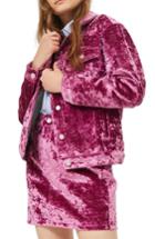 Women's Topshop Bonded Velvet Jacket Us (fits Like 6-8) - Pink