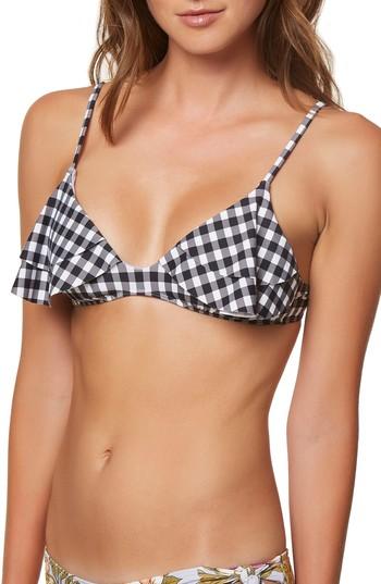 Women's O'neill Poppy Ruffle Bikini Top - Black