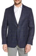 Men's Flynt Classic Fit Windowpane Linen Blend Sport Coat R - Blue