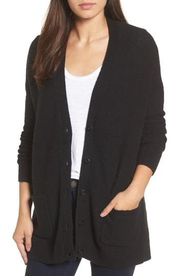 Women's Caslon Relaxed Boyfriend Cardigan - Black
