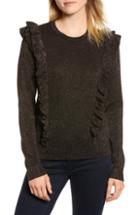 Women's Michael Michael Kors Metallic Fiber Ruffle Detail Sweater - Black