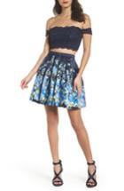 Women's Sequin Hearts Off The Shoulder Two-piece Dress - Blue