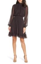 Women's Avec Les Filles Long Sleeve Chiffon Dress - Brown