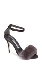 Women's Manolo Blahnik Mincha Genuine Rabbit Fur Sandal Us / 36eu - Grey