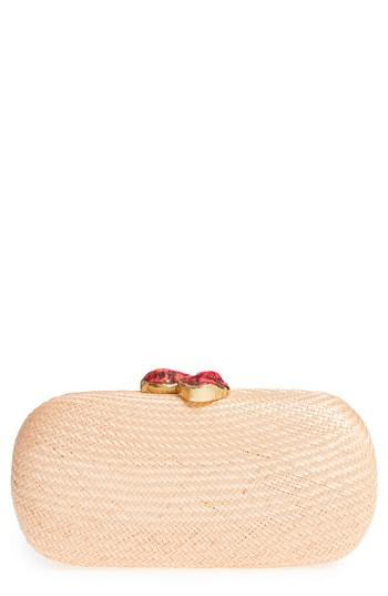 Nordstrom Woven Straw Minaudiere - Brown