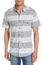 Men's Quiksilver Srut Box Stripe Woven Shirt, Size - Grey