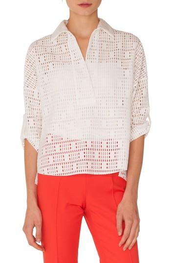 Women's Akris Punto Geometric Lace Blouse - White