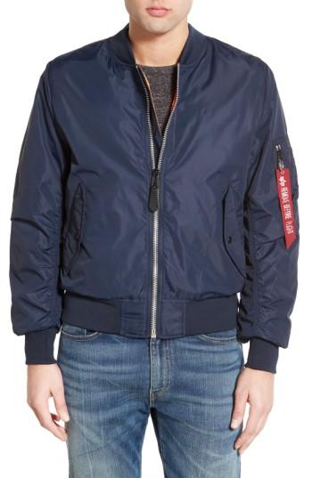Men's Alpha Industries Lb-2 Scout Reversible Flight Jacket, Size - Blue