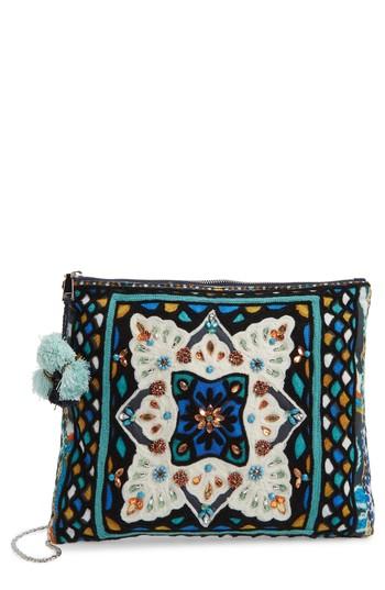 Steve Madden Byzantine Pattern Zip Clutch - Blue