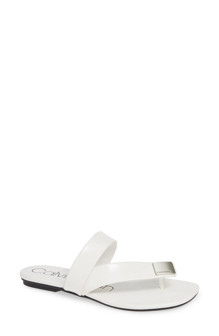 Women's Calvin Klein Saurin Thong Sandal M - White