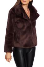 Women's 1.state Crop Faux Fur Jacket - Burgundy