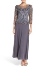 Petite Women's Pisarro Nights Embellished Mesh Gown P - Burgundy