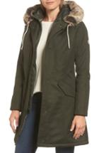 Women's Barbour Filey Waterproof Hooded Jacket With Faux Fur Trim Us / 8 Uk - Green