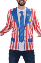 Men's Faux Real College Sports Suit & Tie Costume T-shirt, Size - Red