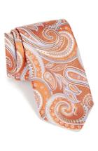 Men's David Donahue Paisley Silk Tie, Size - Orange