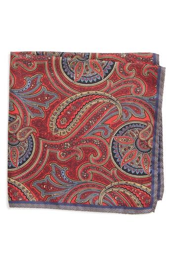 Men's Nordstrom Men's Shop Paisley Silk Pocket Square, Size - Red