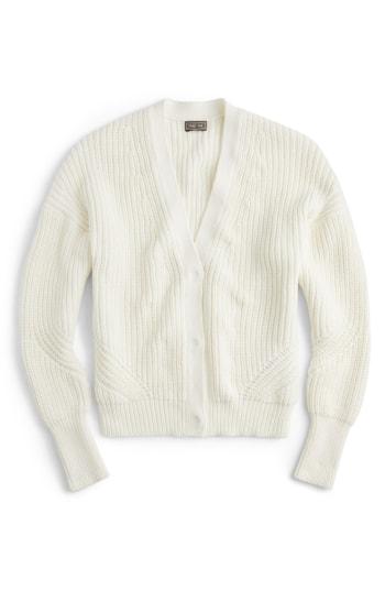 Women's J.crew Point Sur Ribbed Cardigan - Ivory