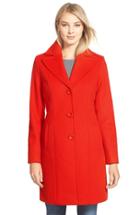 Women's Kristen Blake Single Breasted Wool Blend Coat - Red