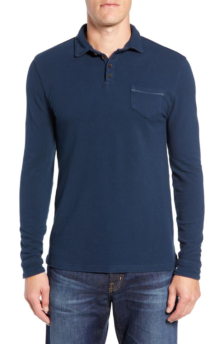 Men's M.singer Regular Fit Long Sleeve Pique Polo, Size - Blue