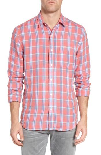 Men's Faherty Ventura Plaid Linen Sport Shirt