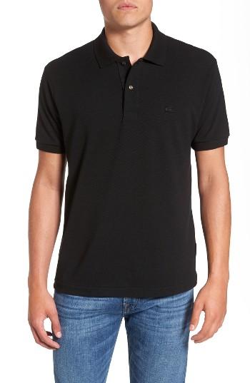 Men's Lacoste Pique Polo With Tonal Croc (s) - Black