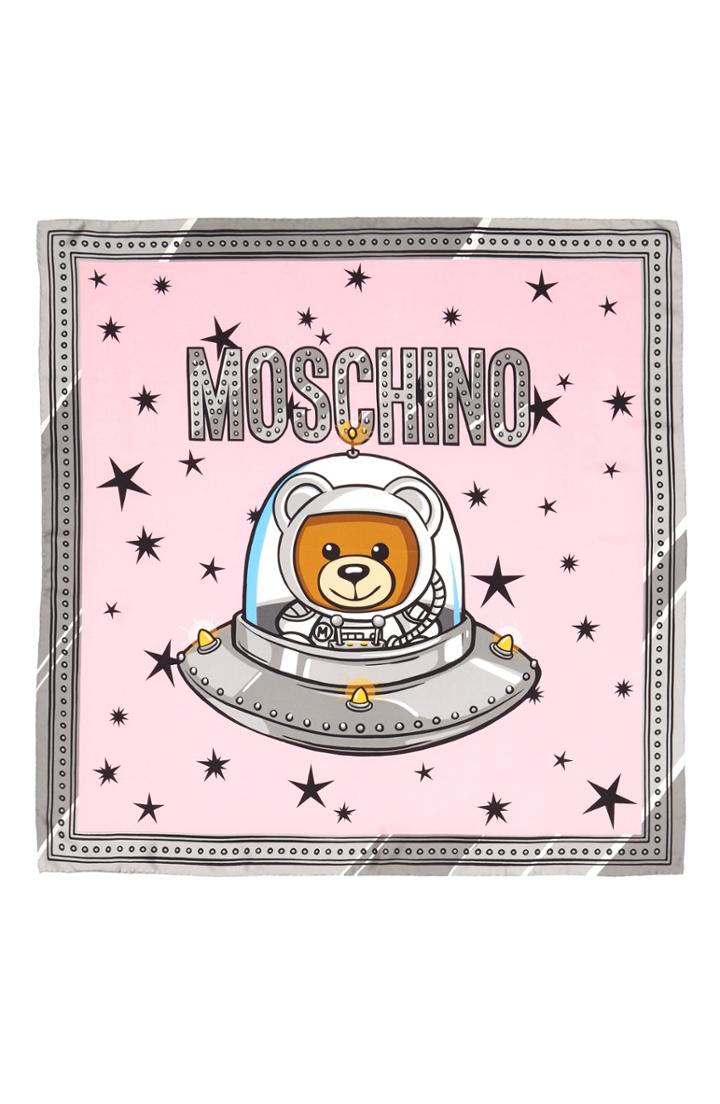 Women's Moschino Spaceship Bear Silk Square Scarf
