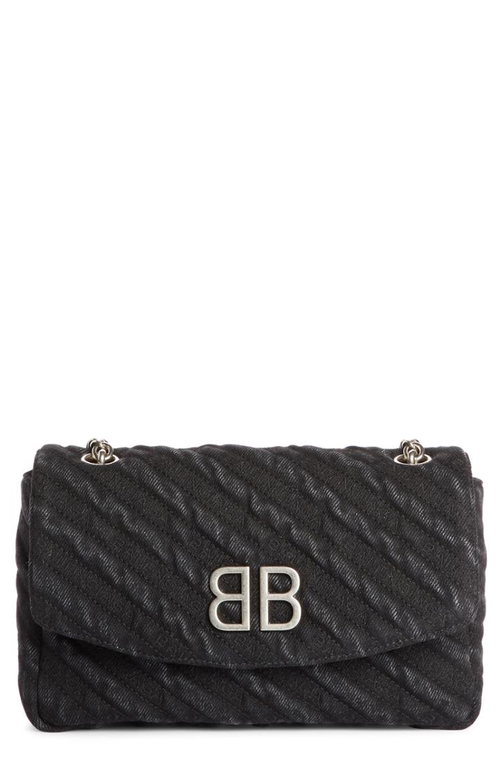 Women's Balenciaga Bb Destroyed Denim Wallet On A Chain -