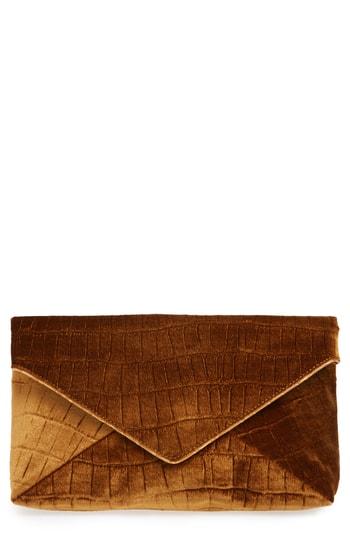 Dries Van Noten Velvet Envelope Clutch - Brown