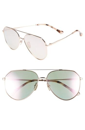Women's Diff Dash 58mm Aviator Sunglasses - Champagne