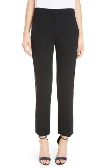 Women's Victoria, Victoria Beckham Sequin Stripe Straight Leg Pants - Black