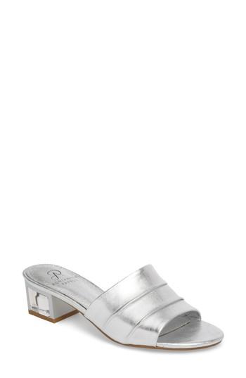 Women's Adrianna Papell Tiana Block Heel Slide Sandal .5 M - Metallic