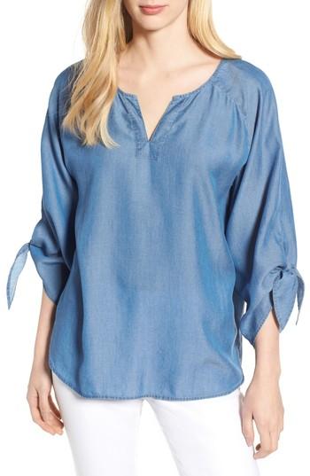 Women's Nic+zoe Charleston Tie Sleeve Top - Blue