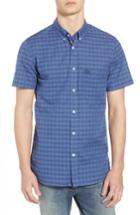 Men's Lacoste Slim Fit Check Cotton & Linen Sport Shirt - Blue