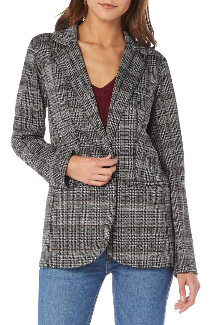 Women's Michael Stars Plaid Ponte Blazer
