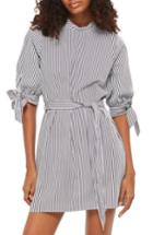 Women's Topshop Stripe Belted Poplin Shift Dress Us (fits Like 2-4) - Black