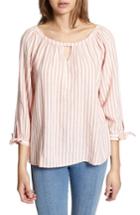 Women's Sanctuary Summer Escape Striped Peasant Blouse, Size - White