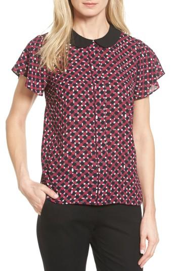 Women's Cece Contrast Collar Print Blouse