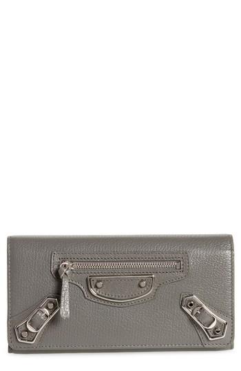 Women's Balenciaga Metallic Edge Money Leather Wallet - Grey